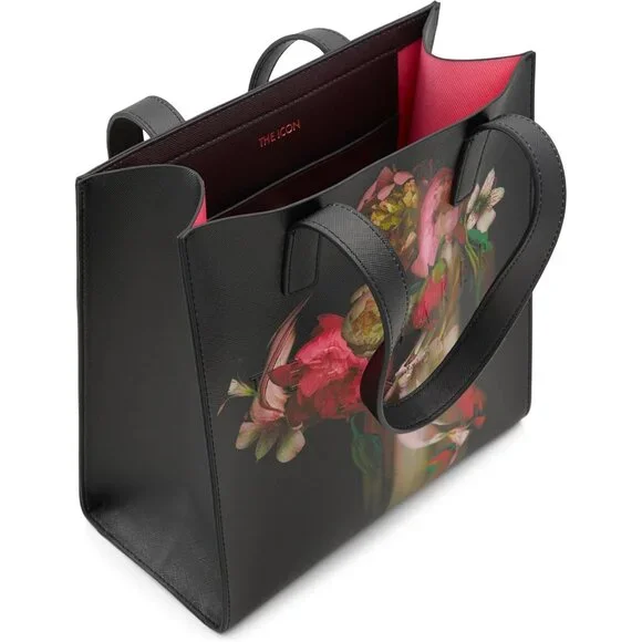 Women's ICON Tote Small Black Multi Polyurethane Stylish Embossed Branding